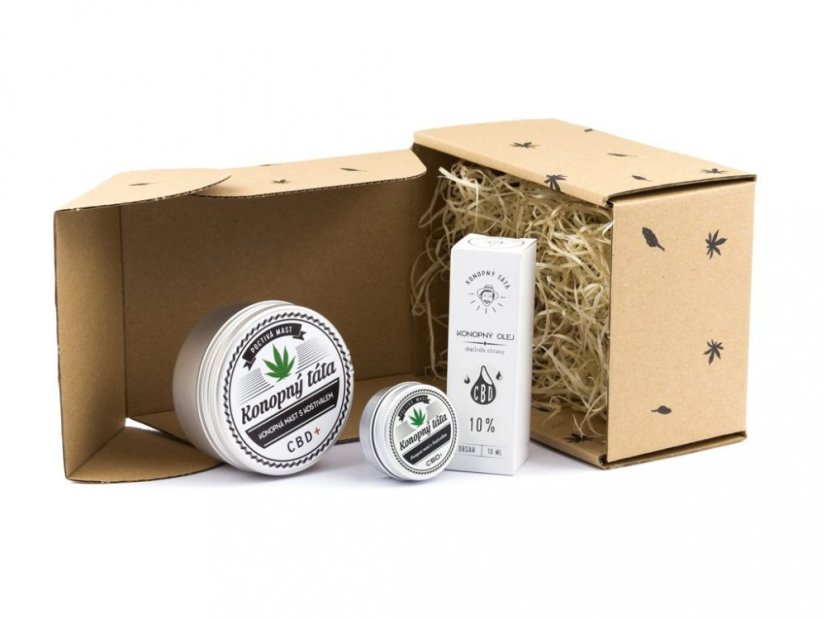 Konopná masť 80 ml + 15 ml + 10% CBD olej Konopný Táta