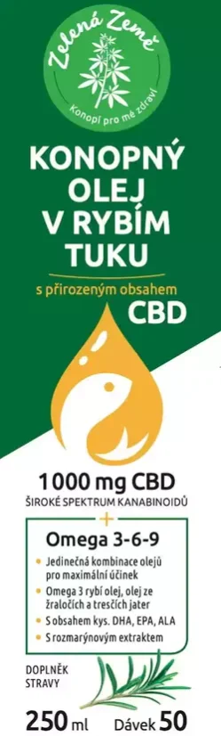 Konopný olej v rybím tuku s CBD 250 ml Zelená Země