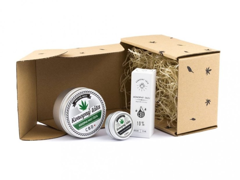 Konopná masť 80 ml + 15 ml + 10% CBD olej Konopný Táta
