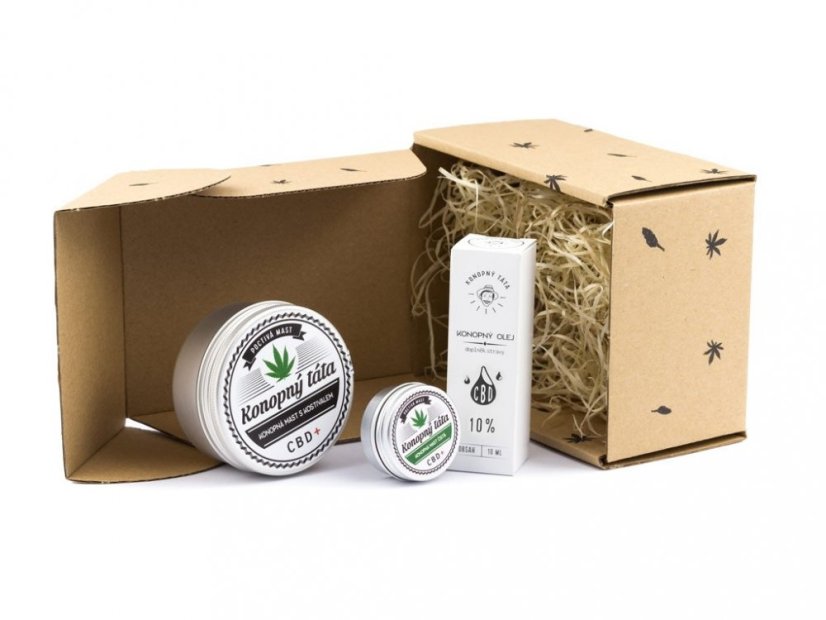 Konopná masť 80 ml + 15 ml + 10% CBD olej Konopný Táta