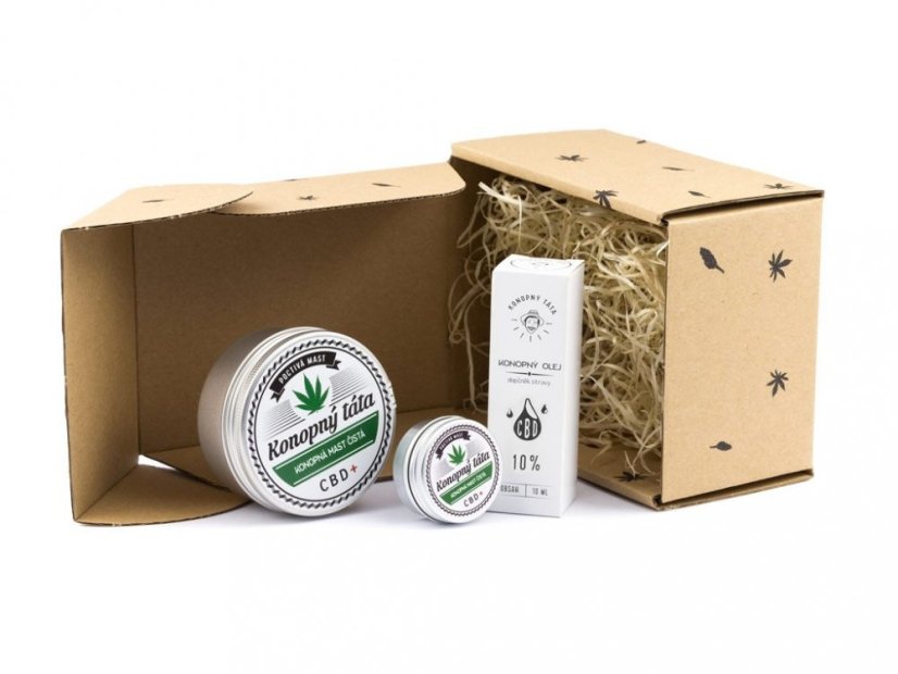 Konopná masť 80 ml + 15 ml + 10% CBD olej Konopný Táta