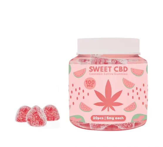 CBD Gummies cukríky, Melón, 100 mg CBD, 20 ks x 5 mg Sweet CBD